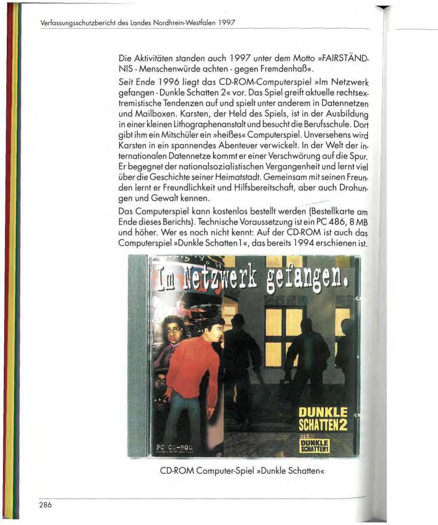 Seite 288 des Verfassungsschutzbericht 1997 Nordrhein-Westfalen