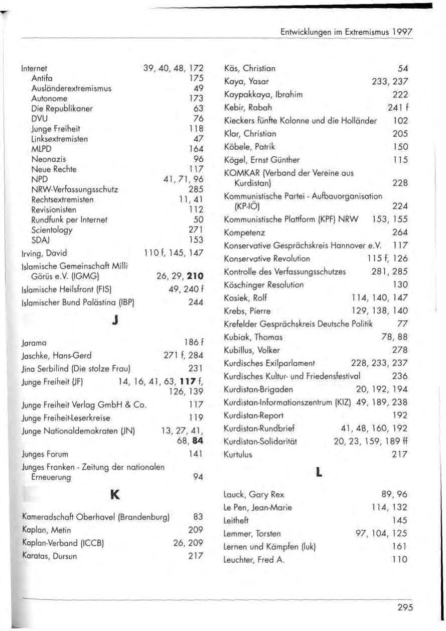 Seite 297 des Verfassungsschutzbericht 1997 Nordrhein-Westfalen