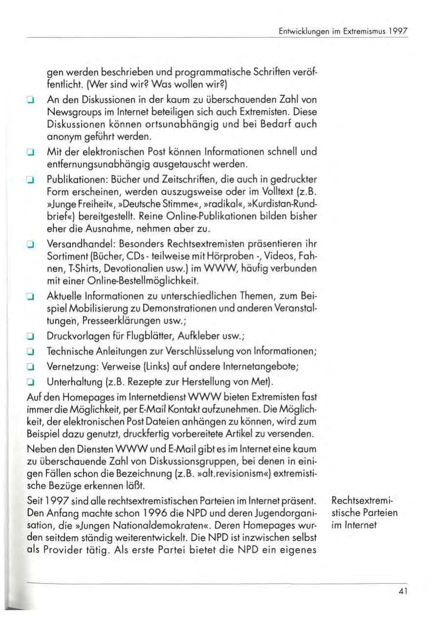 Seite 43 des Verfassungsschutzbericht 1997 Nordrhein-Westfalen