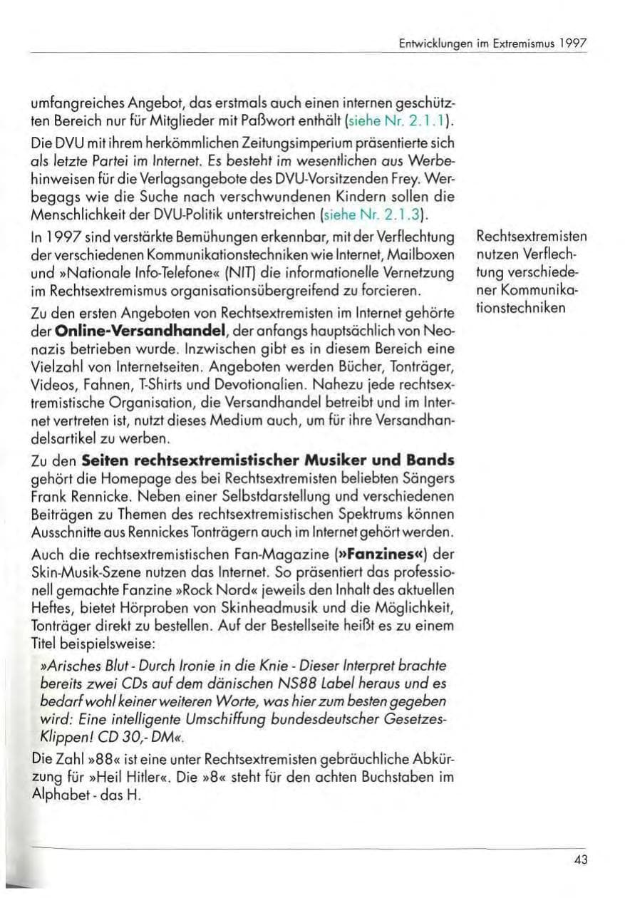 Seite 45 des Verfassungsschutzbericht 1997 Nordrhein-Westfalen