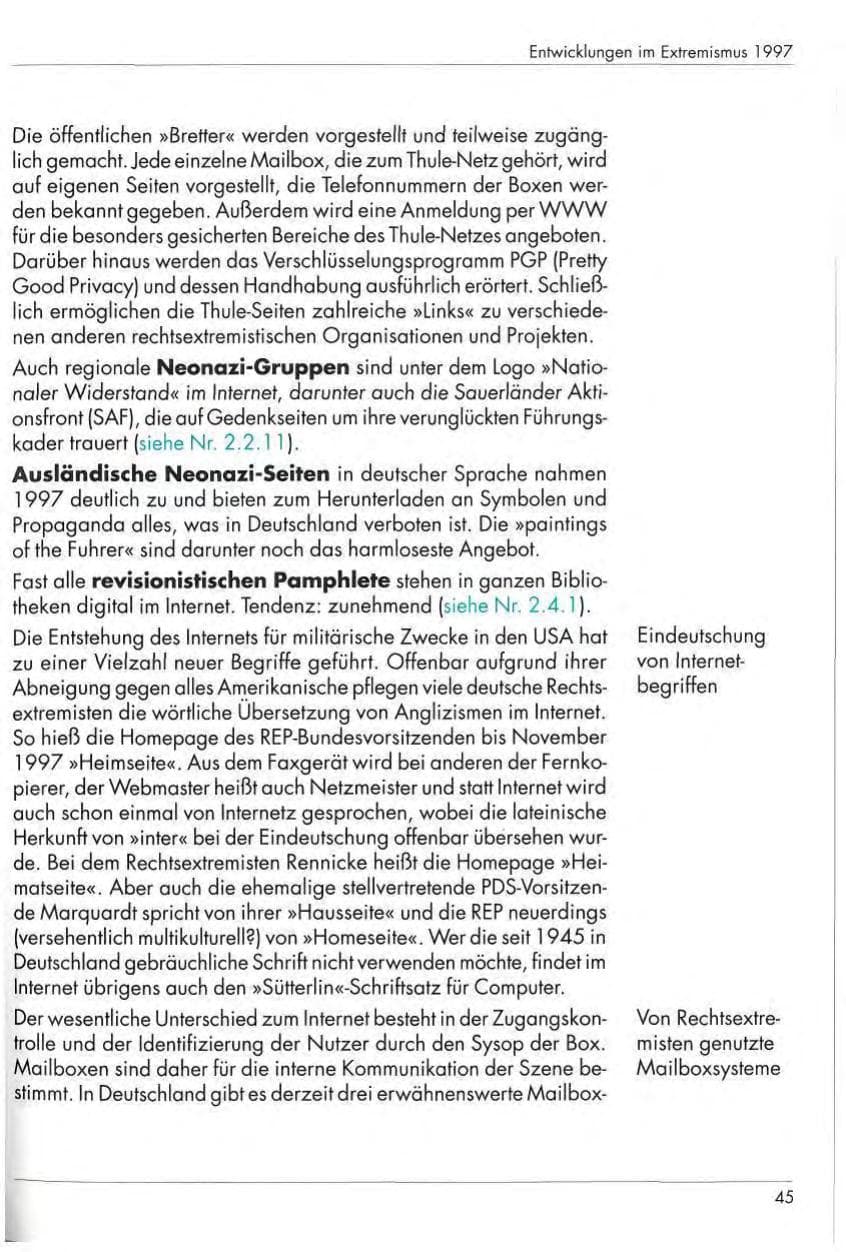 Seite 47 des Verfassungsschutzbericht 1997 Nordrhein-Westfalen