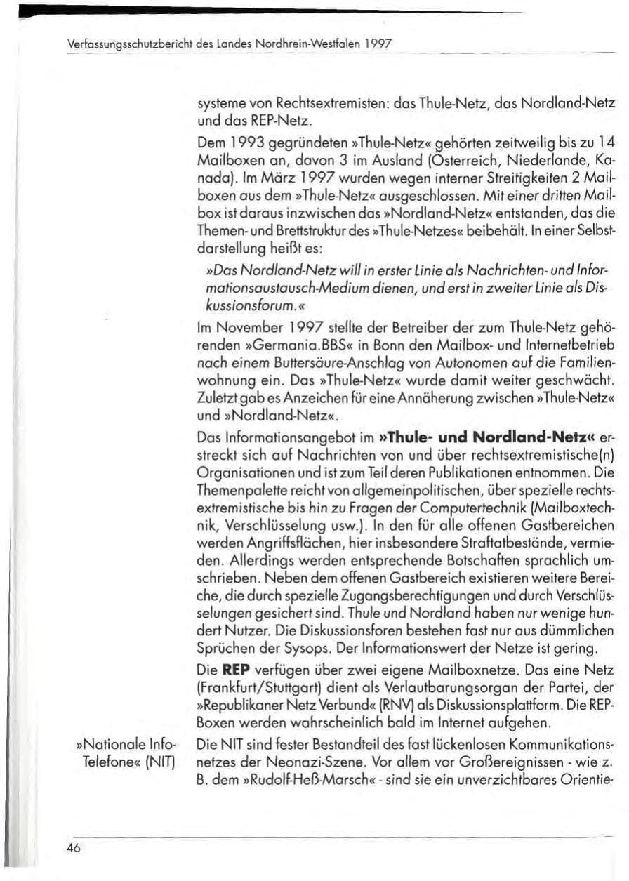 Seite 48 des Verfassungsschutzbericht 1997 Nordrhein-Westfalen