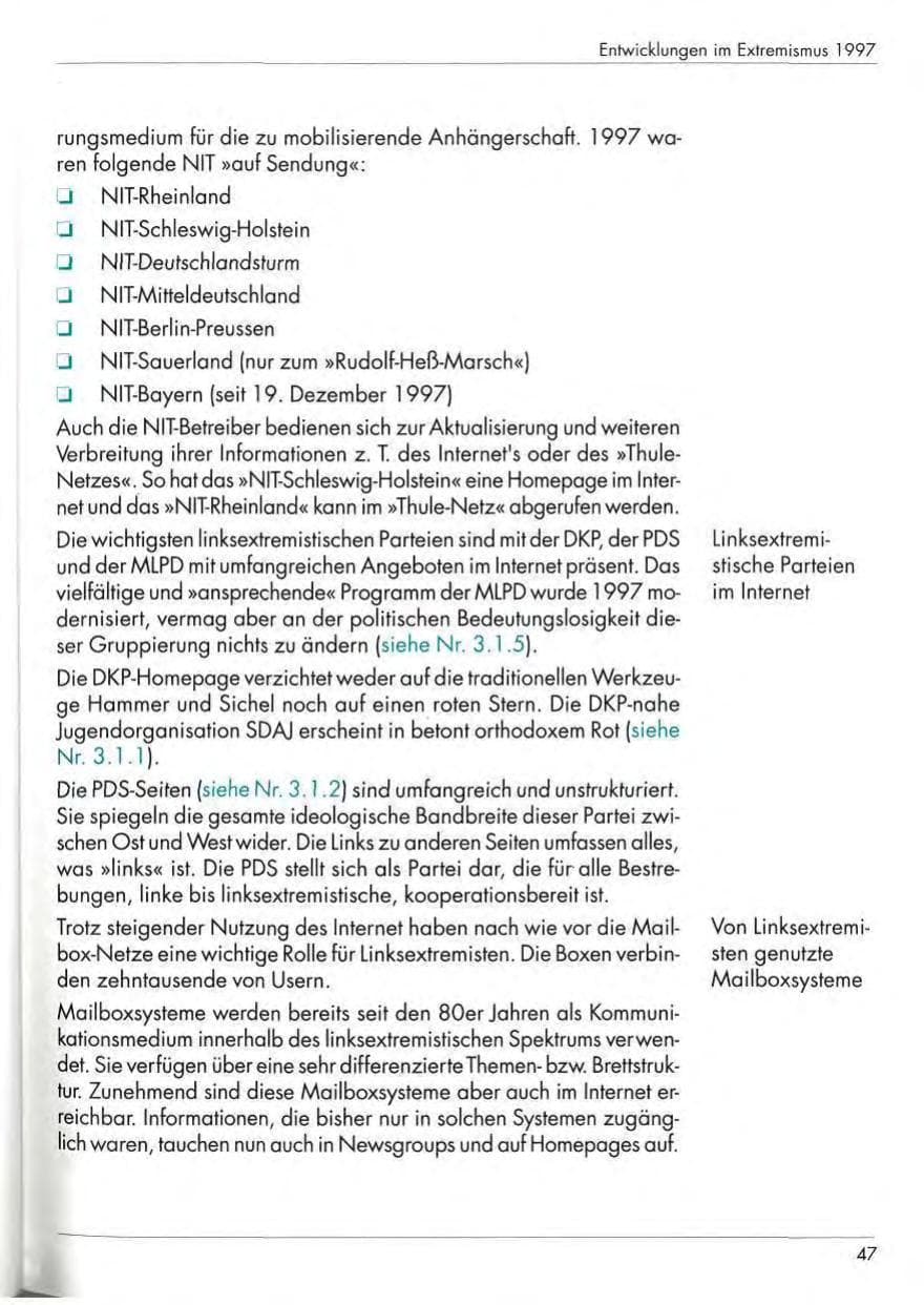 Seite 49 des Verfassungsschutzbericht 1997 Nordrhein-Westfalen