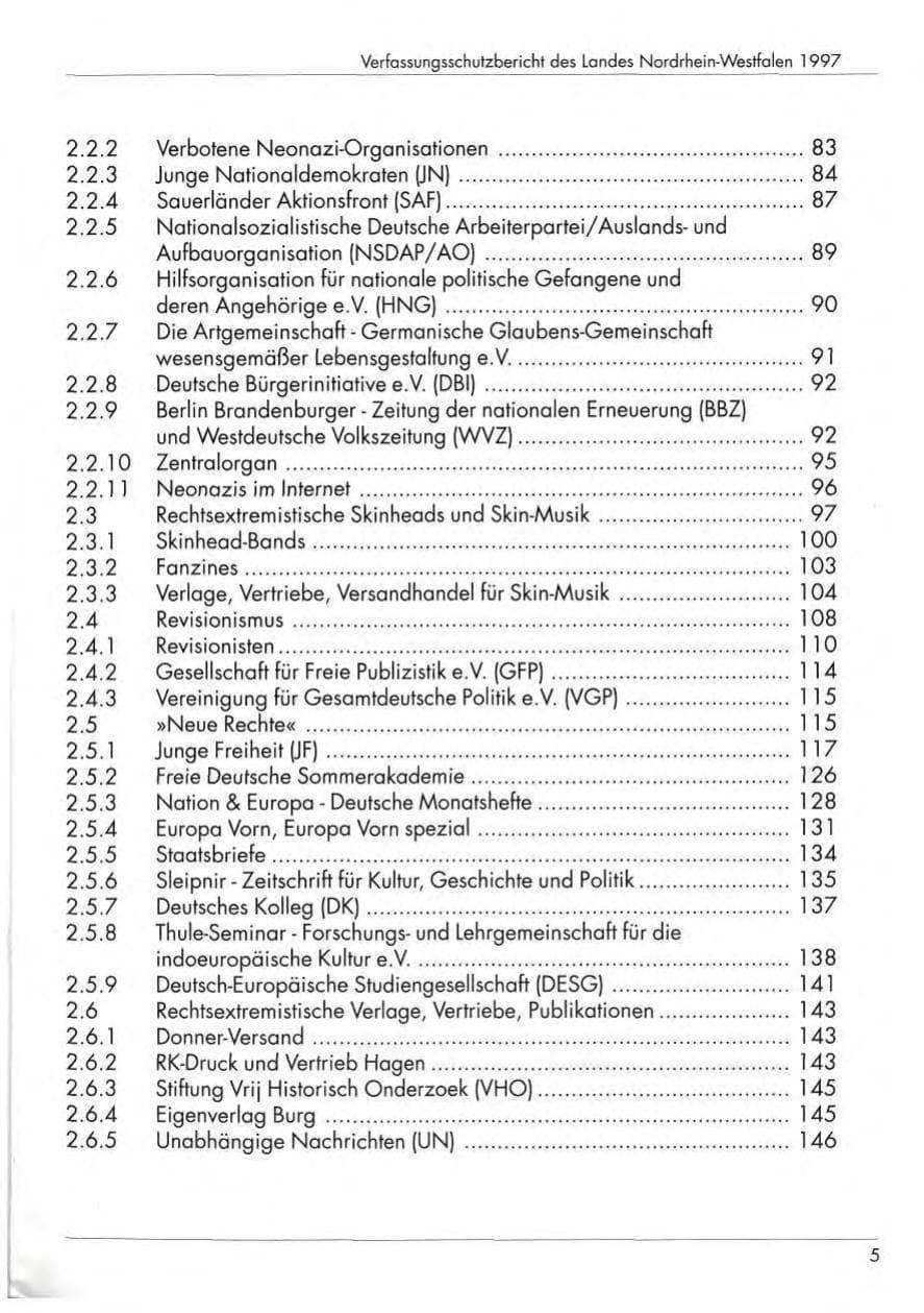 Seite 7 des Verfassungsschutzbericht 1997 Nordrhein-Westfalen