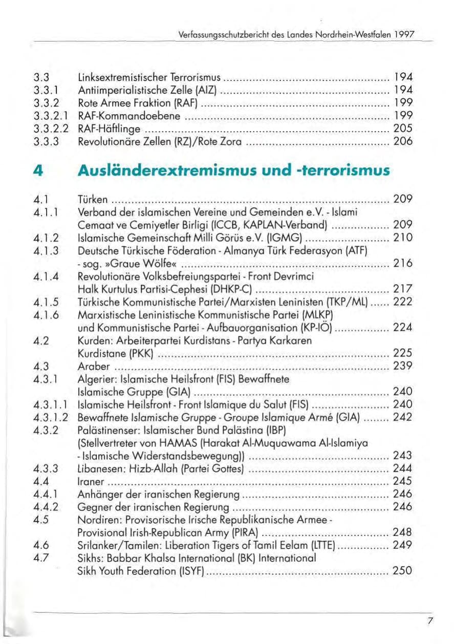 Seite 9 des Verfassungsschutzbericht 1997 Nordrhein-Westfalen