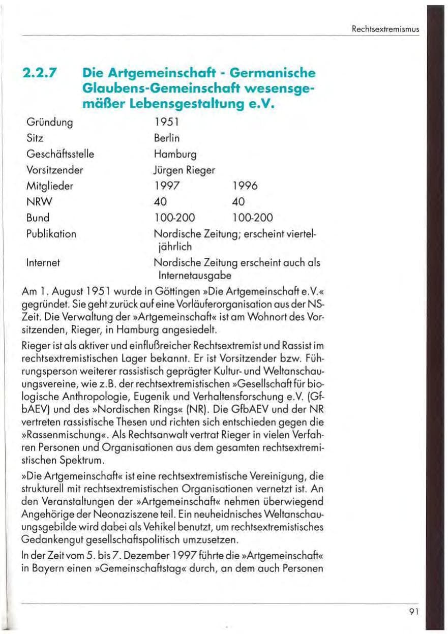 Seite 93 des Verfassungsschutzbericht 1997 Nordrhein-Westfalen