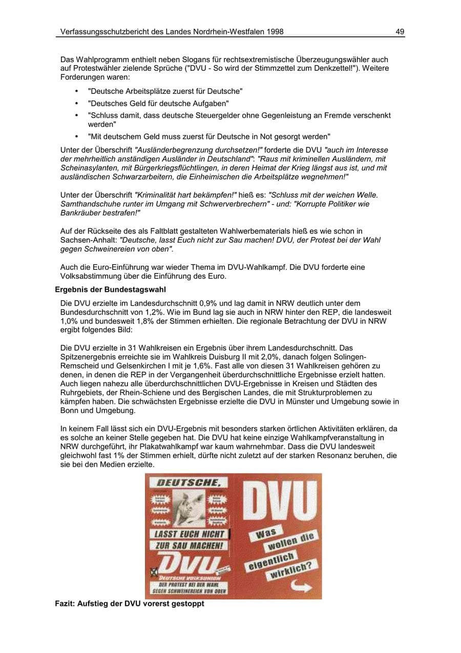 Seite 49 des Verfassungsschutzbericht 1998 Nordrhein-Westfalen