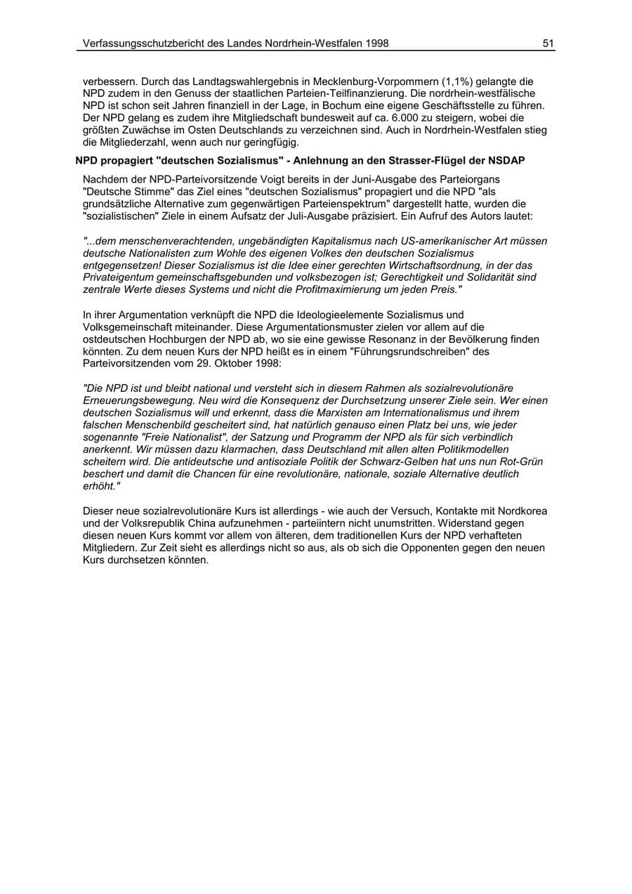 Seite 51 des Verfassungsschutzbericht 1998 Nordrhein-Westfalen