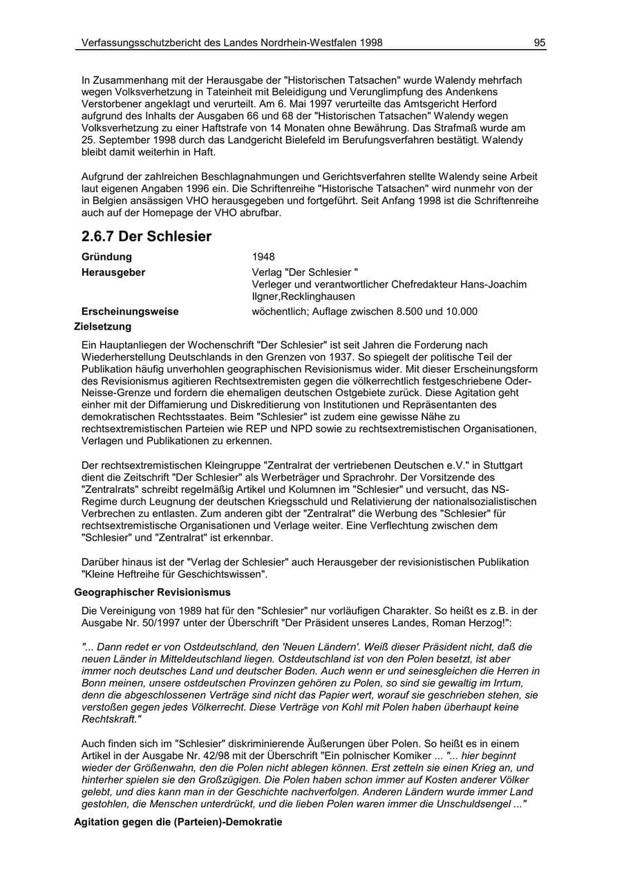 Seite 95 des Verfassungsschutzbericht 1998 Nordrhein-Westfalen