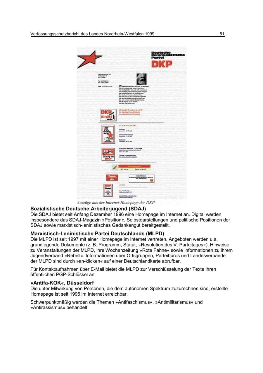 Seite 51 des Verfassungsschutzbericht 1999 Nordrhein-Westfalen
