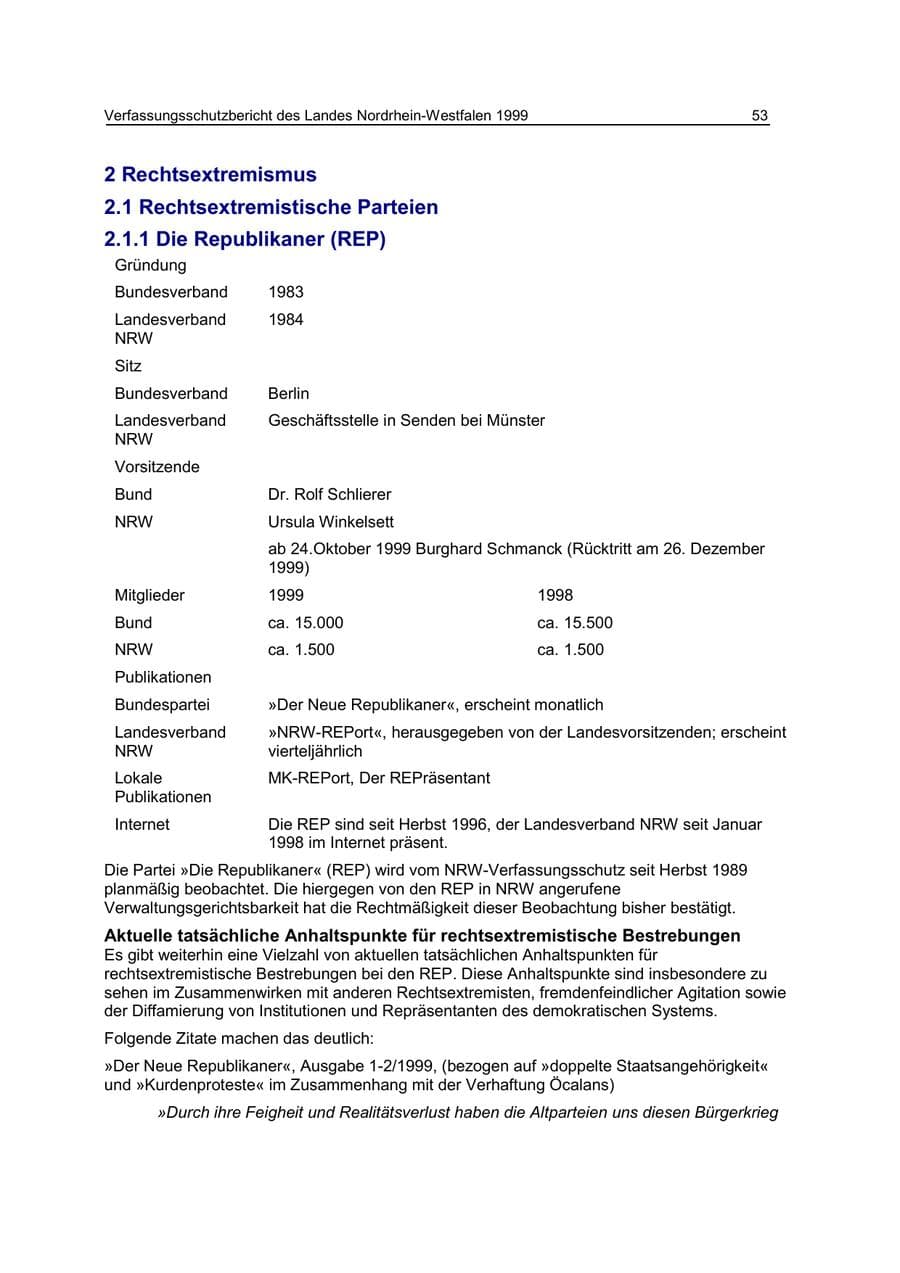 Seite 53 des Verfassungsschutzbericht 1999 Nordrhein-Westfalen