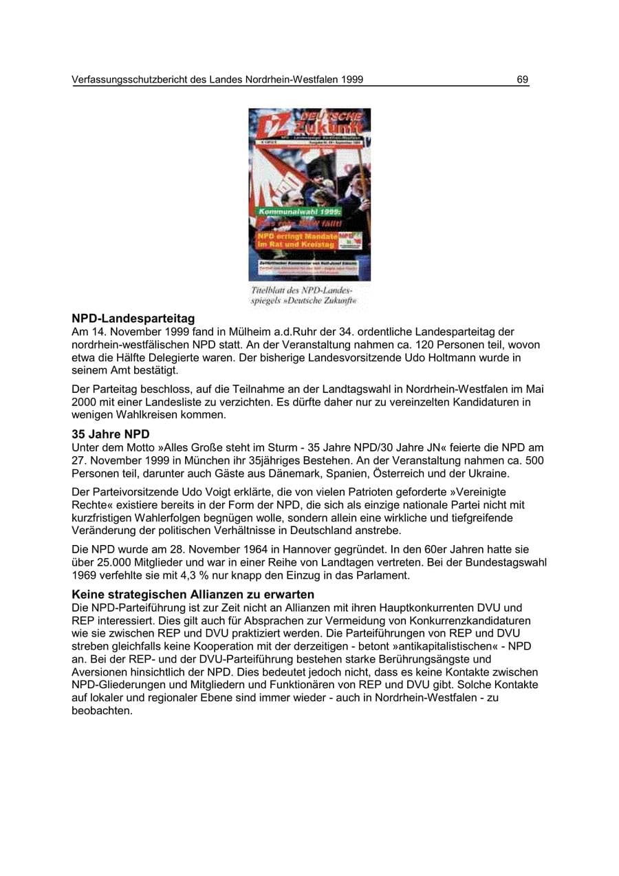 Seite 69 des Verfassungsschutzbericht 1999 Nordrhein-Westfalen