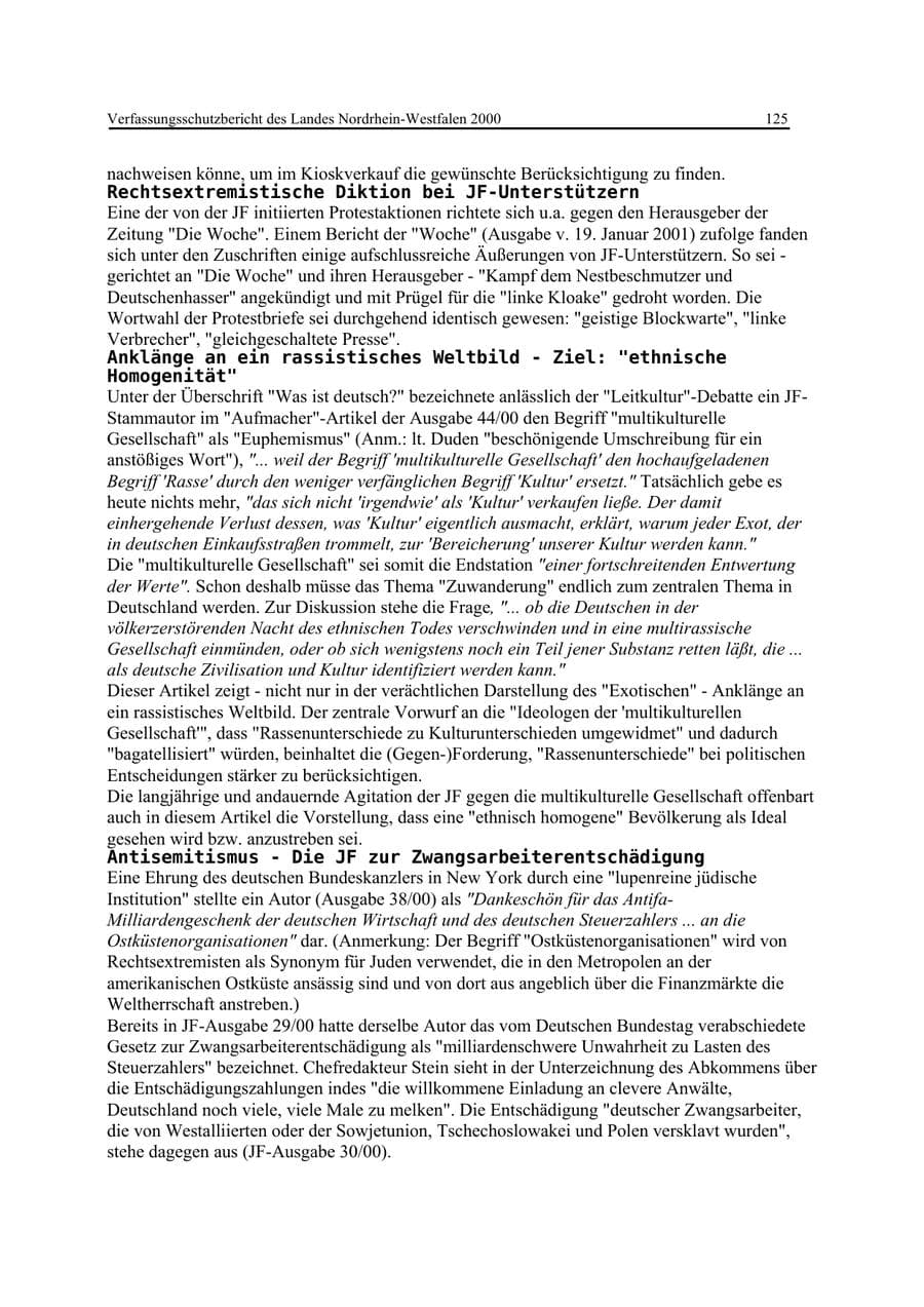 Seite 125 des Verfassungsschutzbericht 2000 Nordrhein-Westfalen