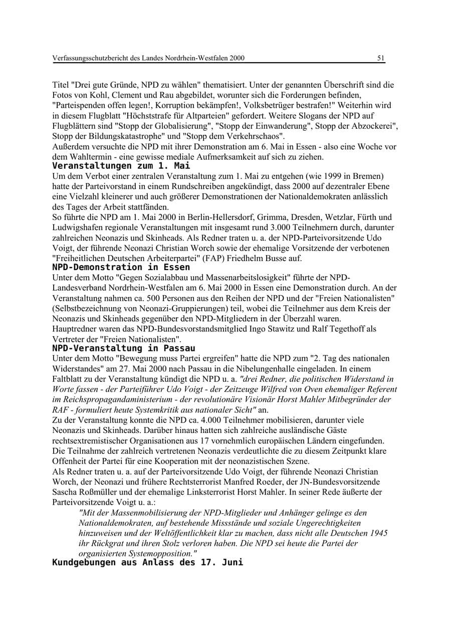 Seite 51 des Verfassungsschutzbericht 2000 Nordrhein-Westfalen