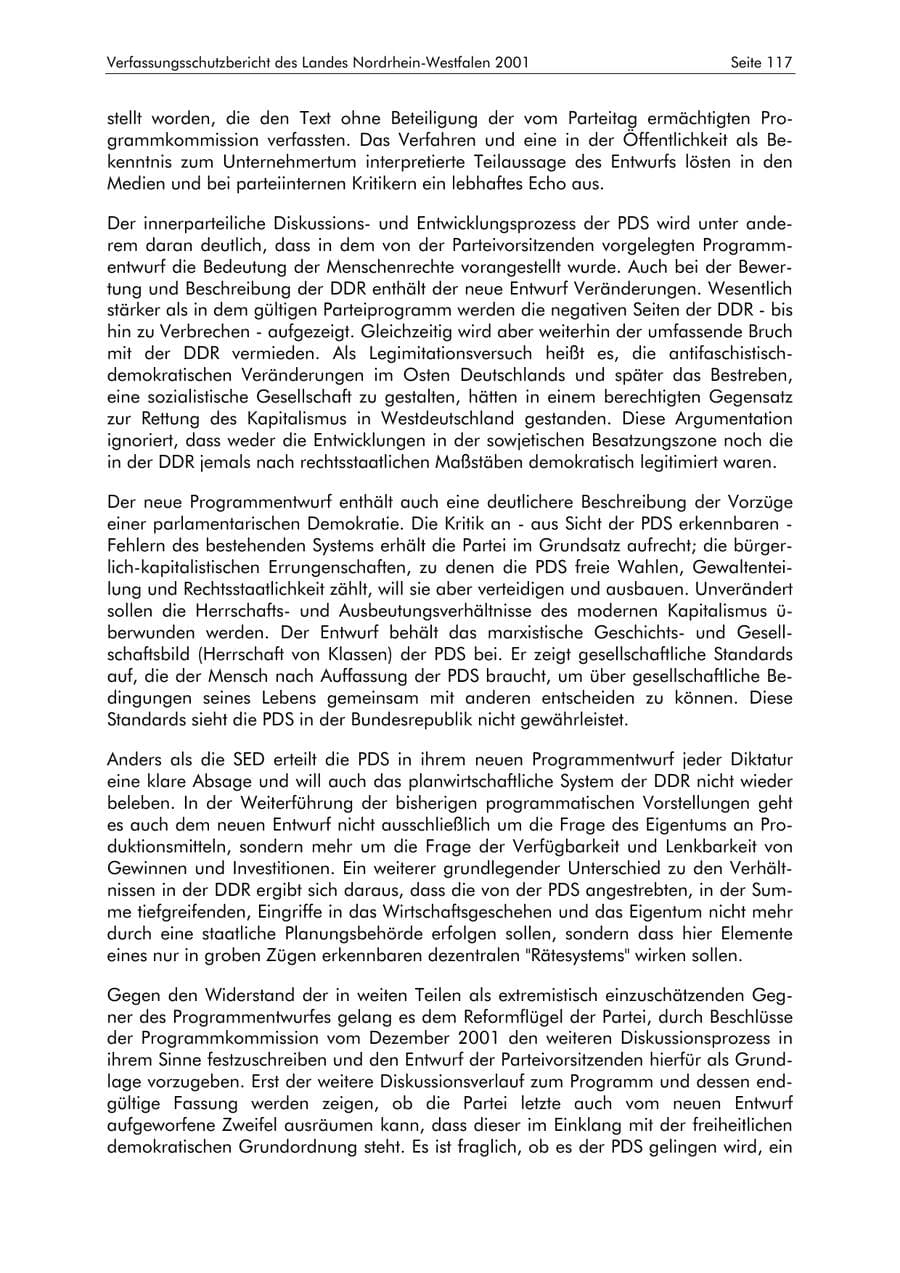 Seite 117 des Verfassungsschutzbericht 2001 Nordrhein-Westfalen