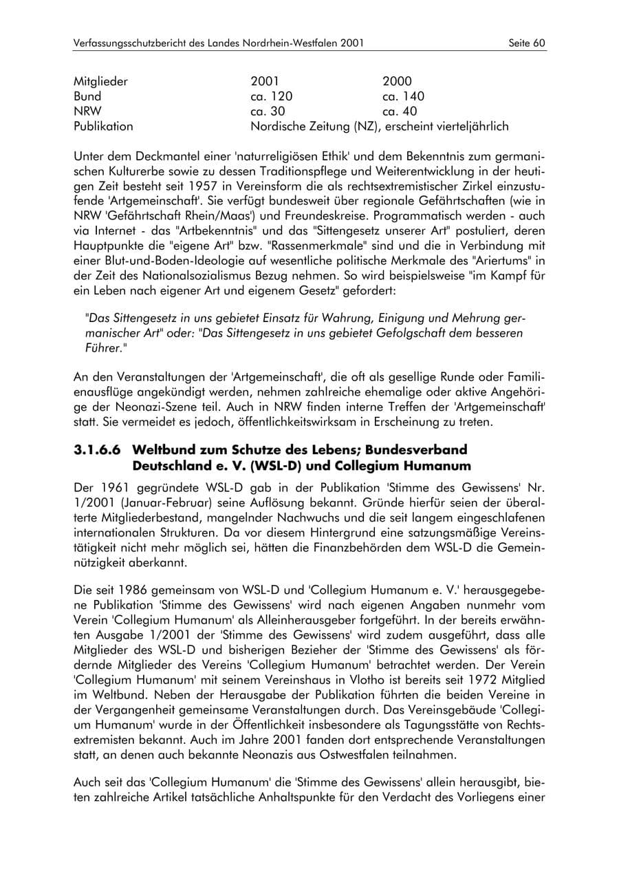 Seite 60 des Verfassungsschutzbericht 2001 Nordrhein-Westfalen