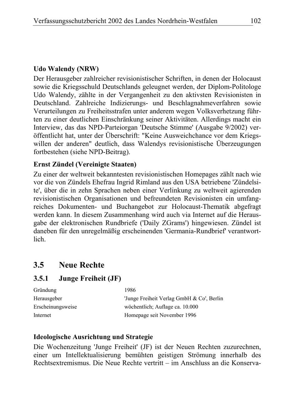 Seite 101 des Verfassungsschutzbericht 2002 Nordrhein-Westfalen
