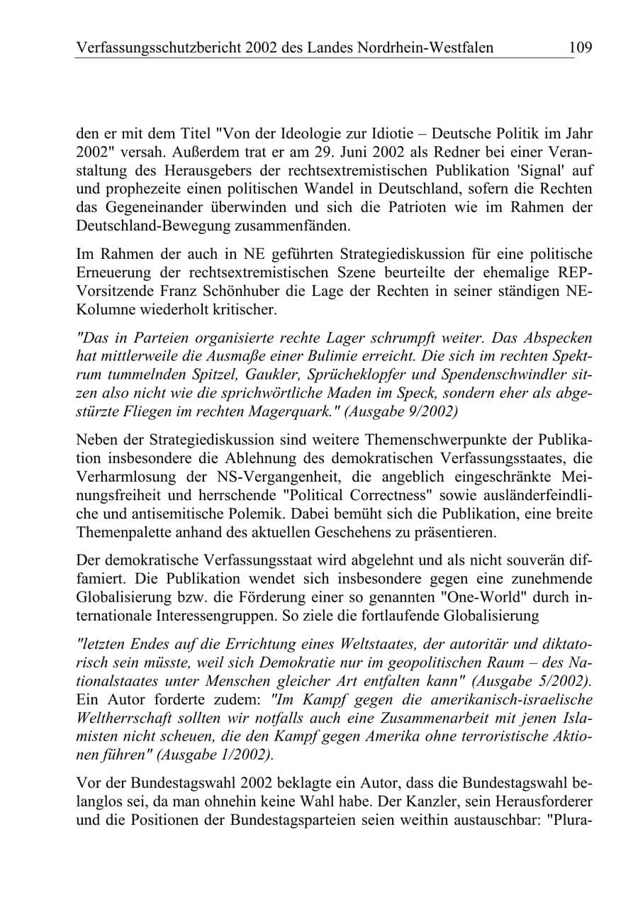 Seite 108 des Verfassungsschutzbericht 2002 Nordrhein-Westfalen