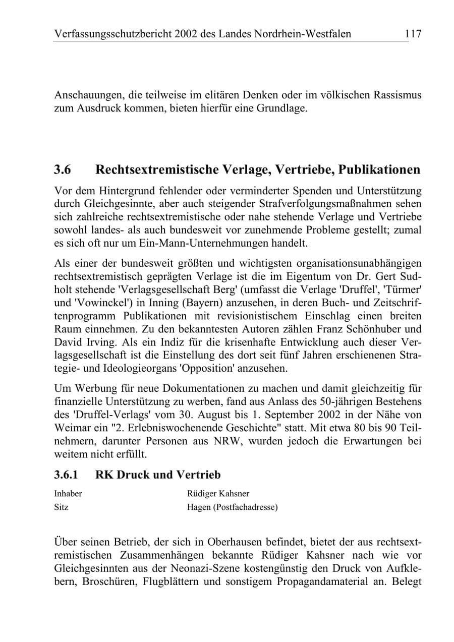 Seite 116 des Verfassungsschutzbericht 2002 Nordrhein-Westfalen