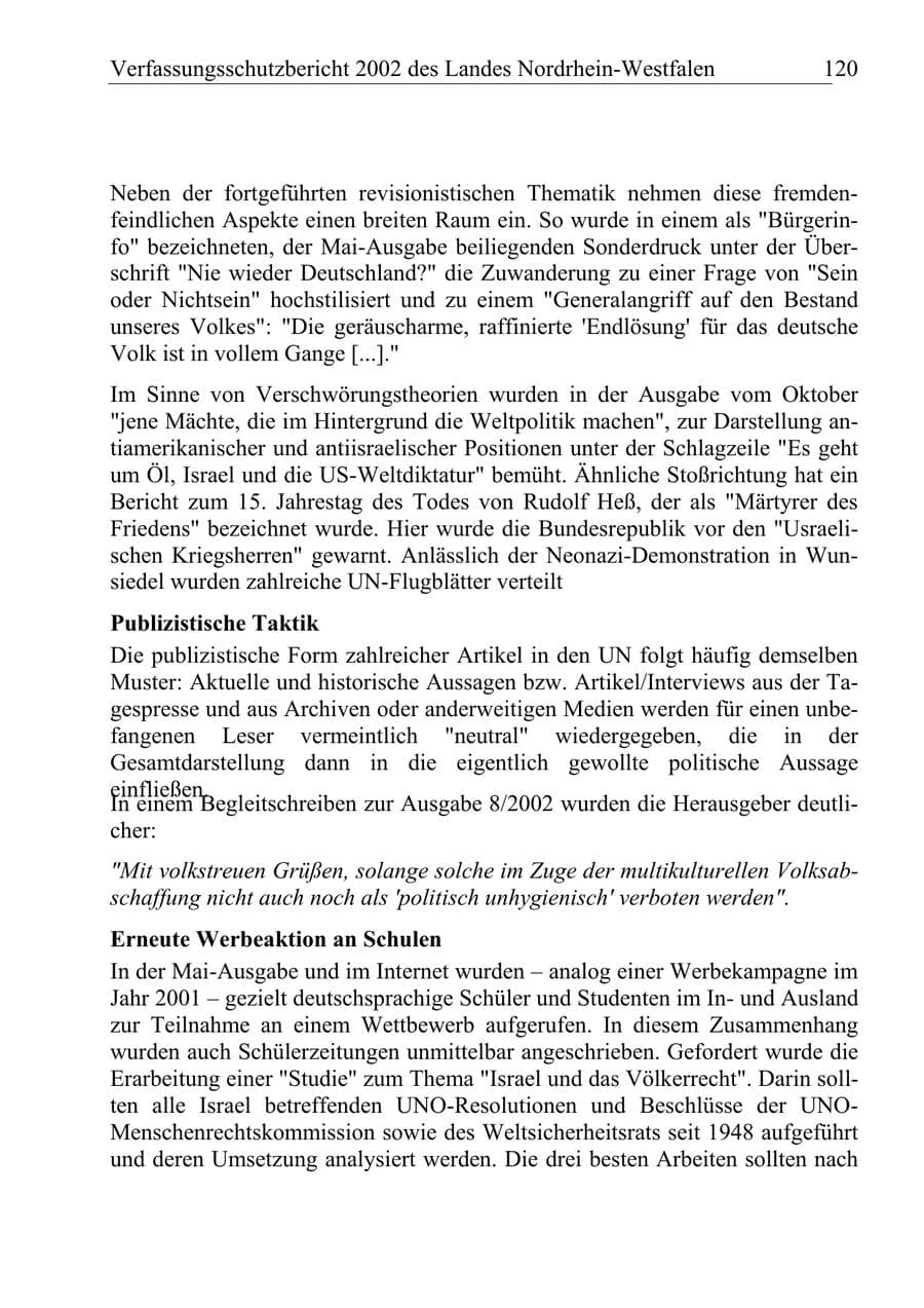 Seite 119 des Verfassungsschutzbericht 2002 Nordrhein-Westfalen