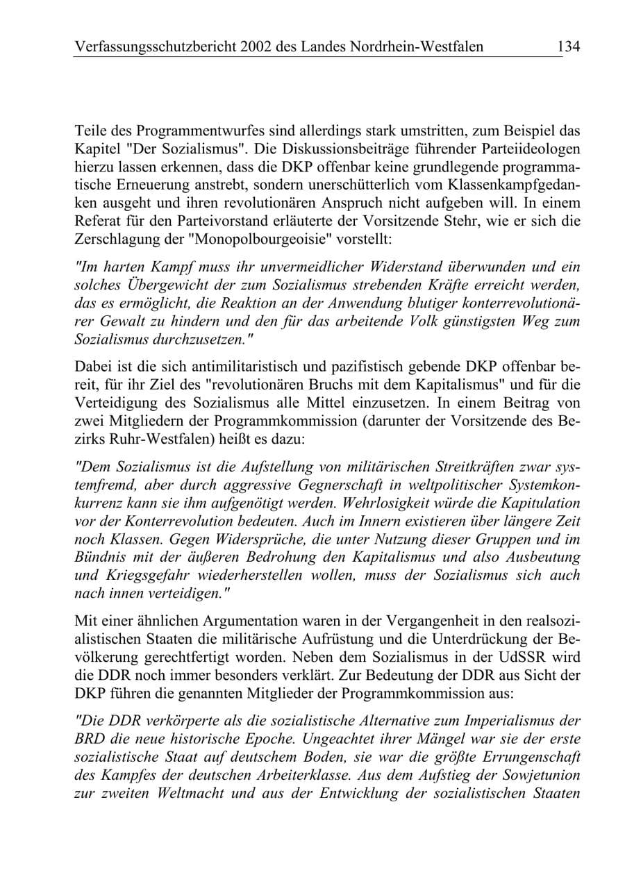 Seite 133 des Verfassungsschutzbericht 2002 Nordrhein-Westfalen