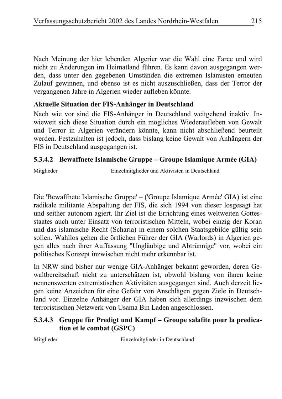 Seite 214 des Verfassungsschutzbericht 2002 Nordrhein-Westfalen