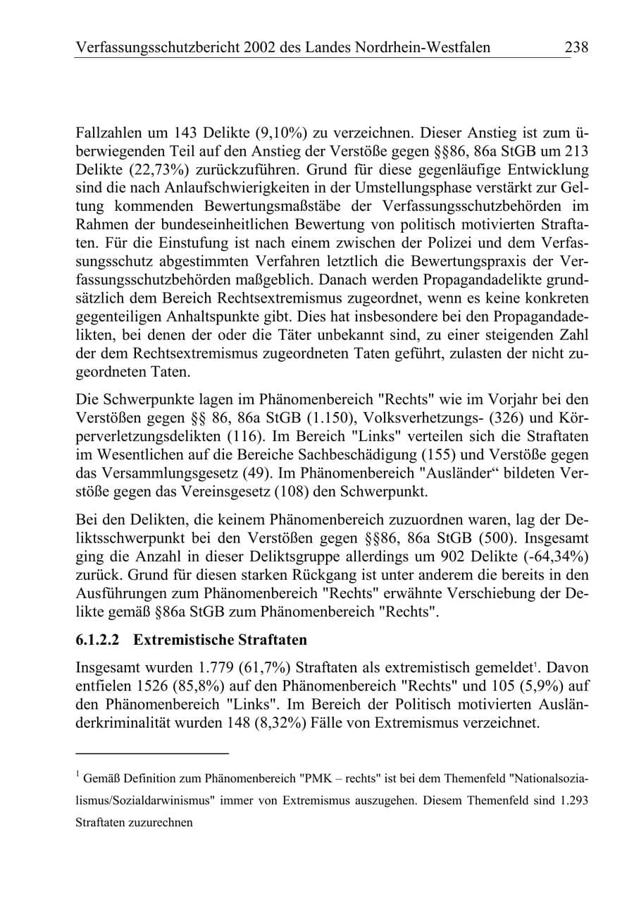 Seite 237 des Verfassungsschutzbericht 2002 Nordrhein-Westfalen