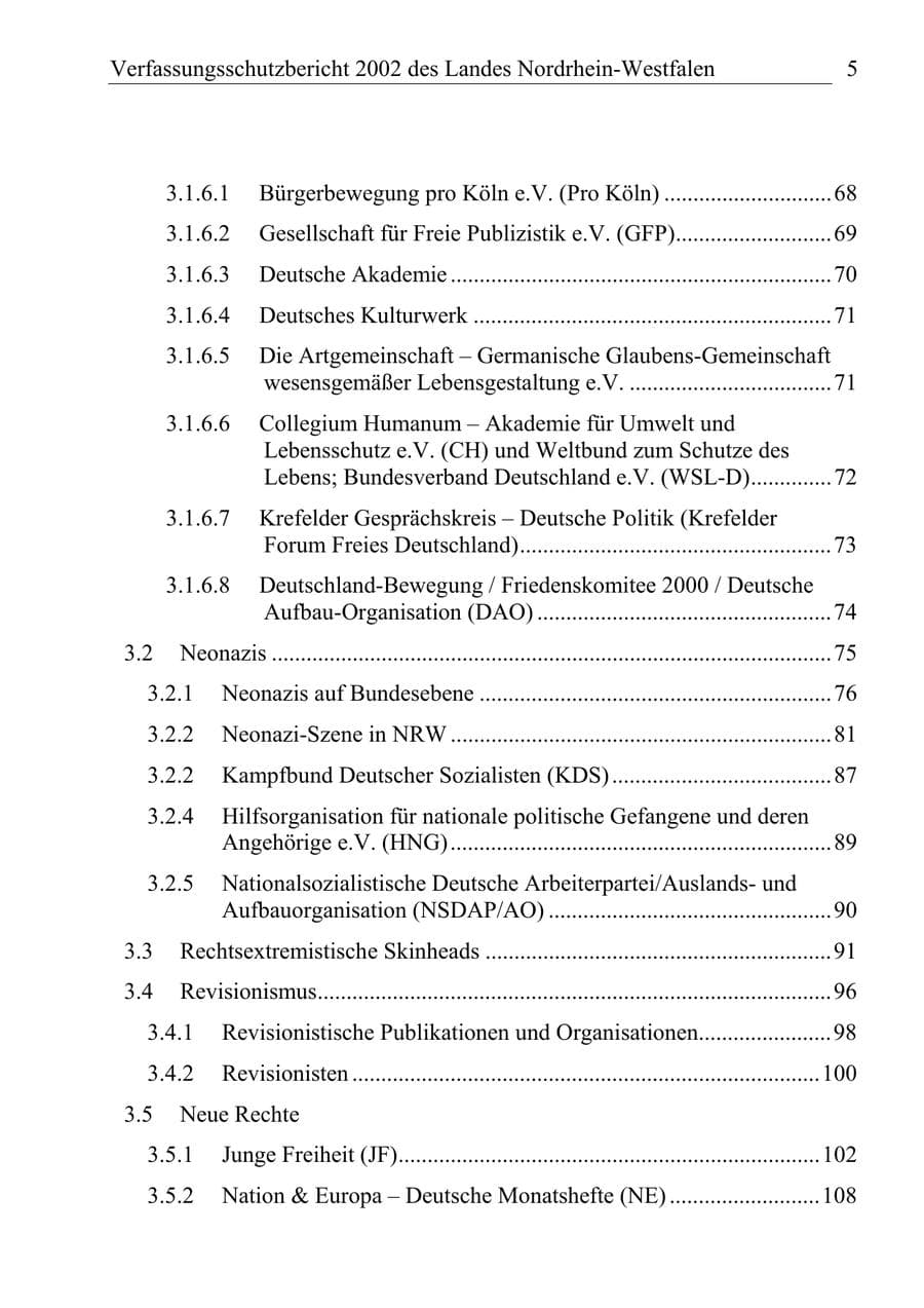Seite 4 des Verfassungsschutzbericht 2002 Nordrhein-Westfalen