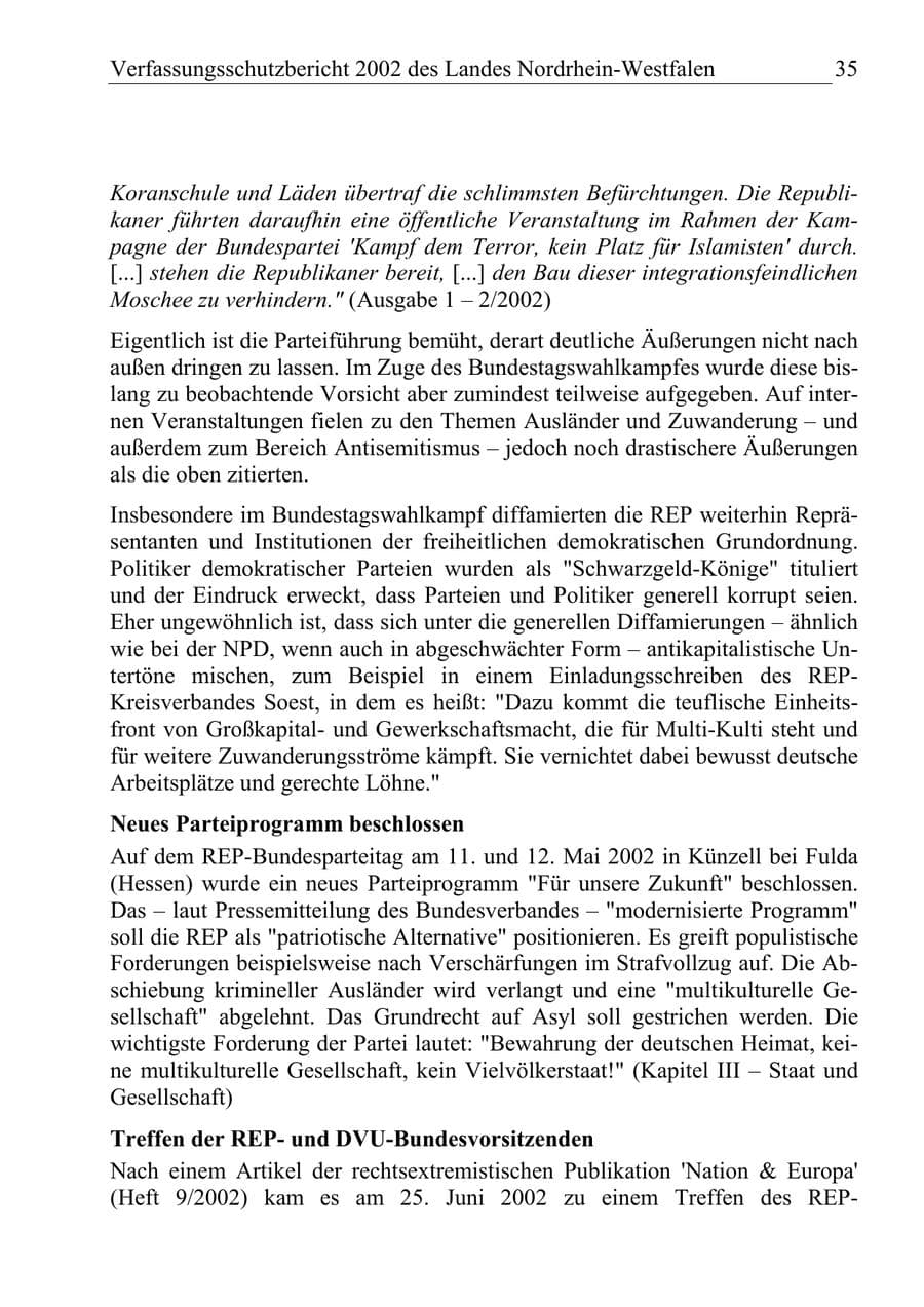 Seite 34 des Verfassungsschutzbericht 2002 Nordrhein-Westfalen
