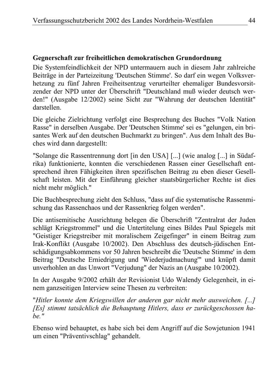 Seite 43 des Verfassungsschutzbericht 2002 Nordrhein-Westfalen