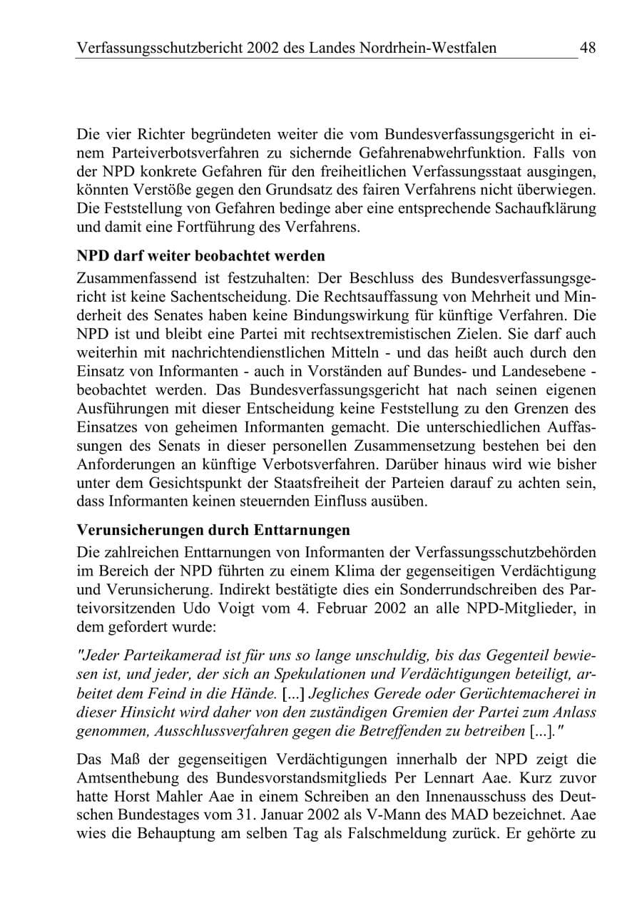 Seite 47 des Verfassungsschutzbericht 2002 Nordrhein-Westfalen