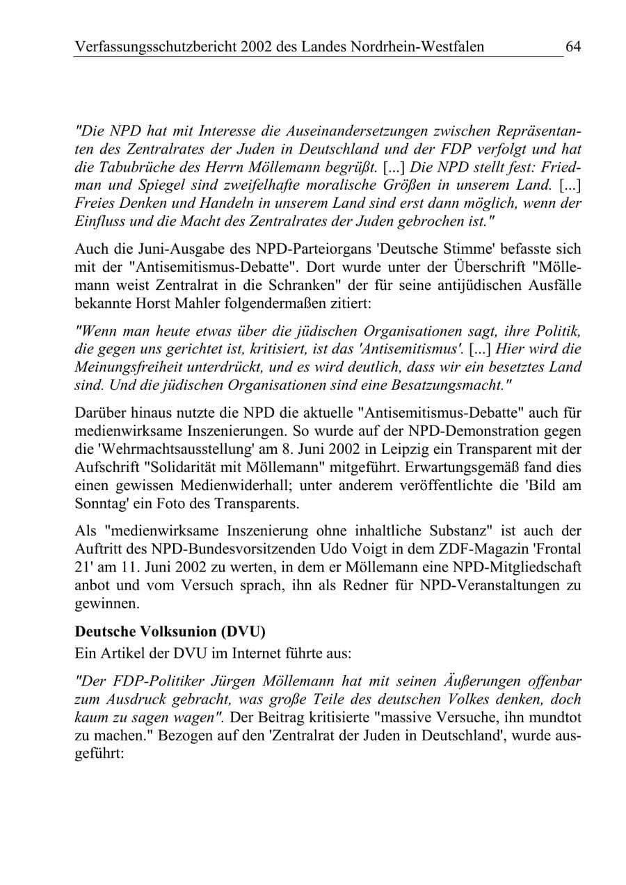Seite 63 des Verfassungsschutzbericht 2002 Nordrhein-Westfalen