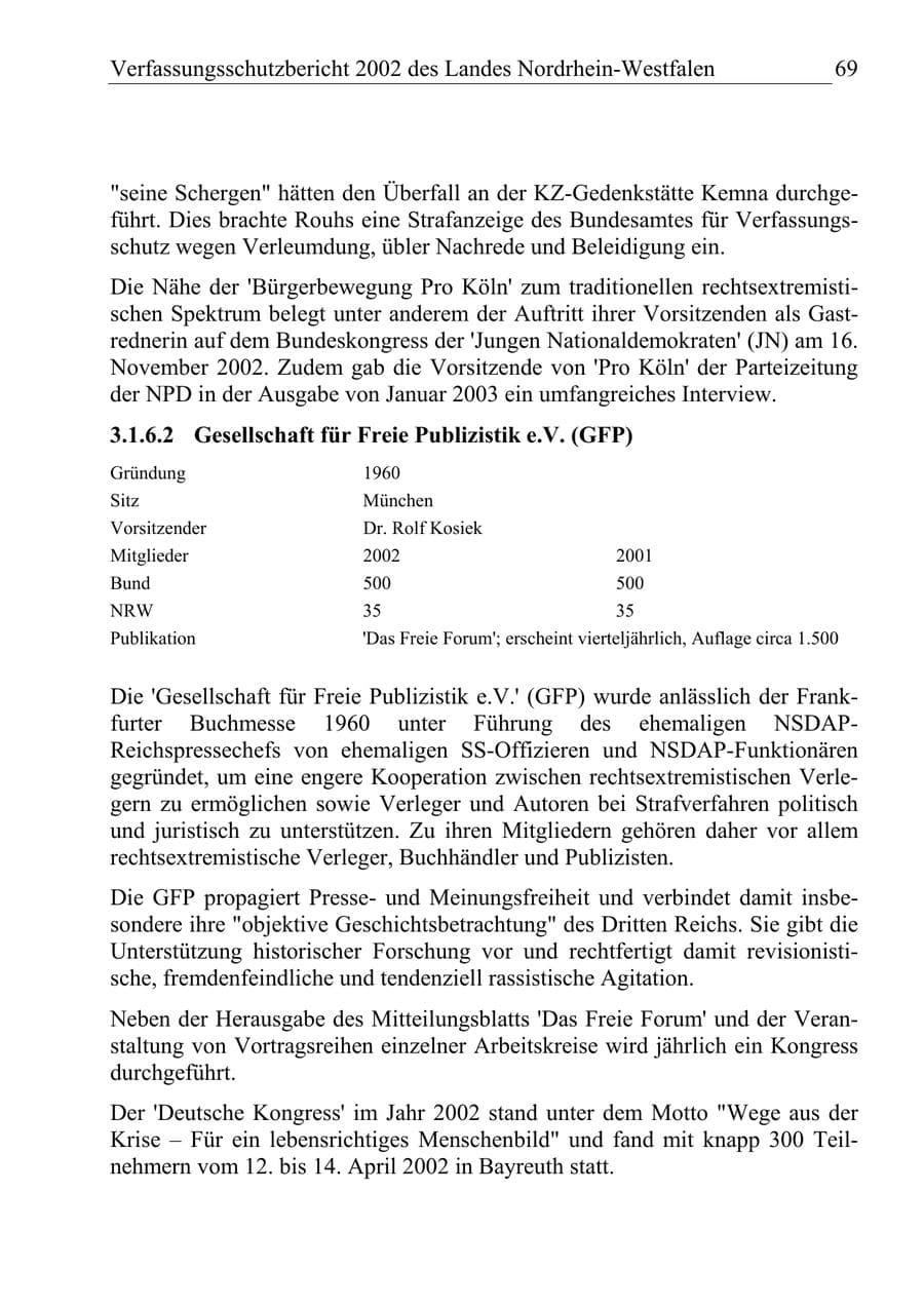 Seite 68 des Verfassungsschutzbericht 2002 Nordrhein-Westfalen