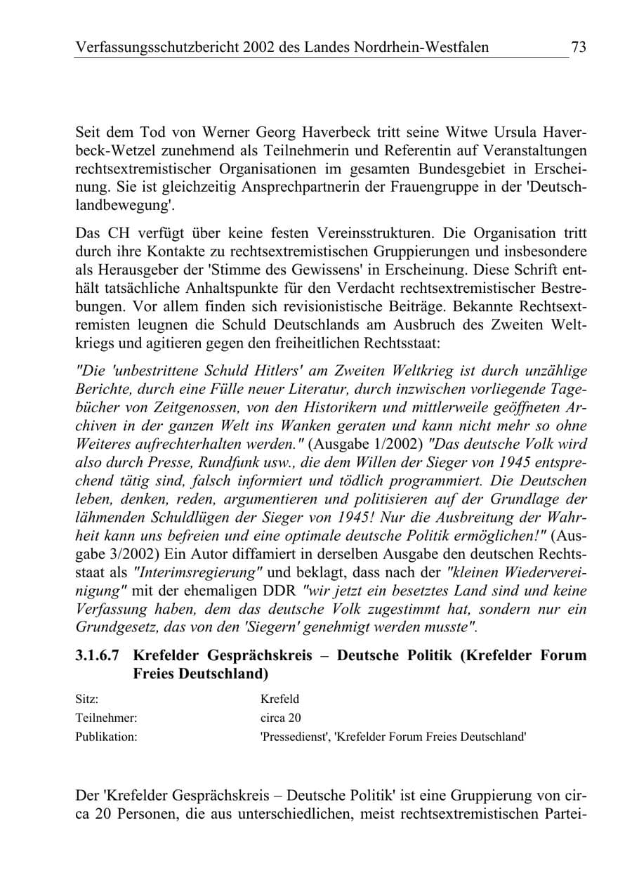 Seite 72 des Verfassungsschutzbericht 2002 Nordrhein-Westfalen