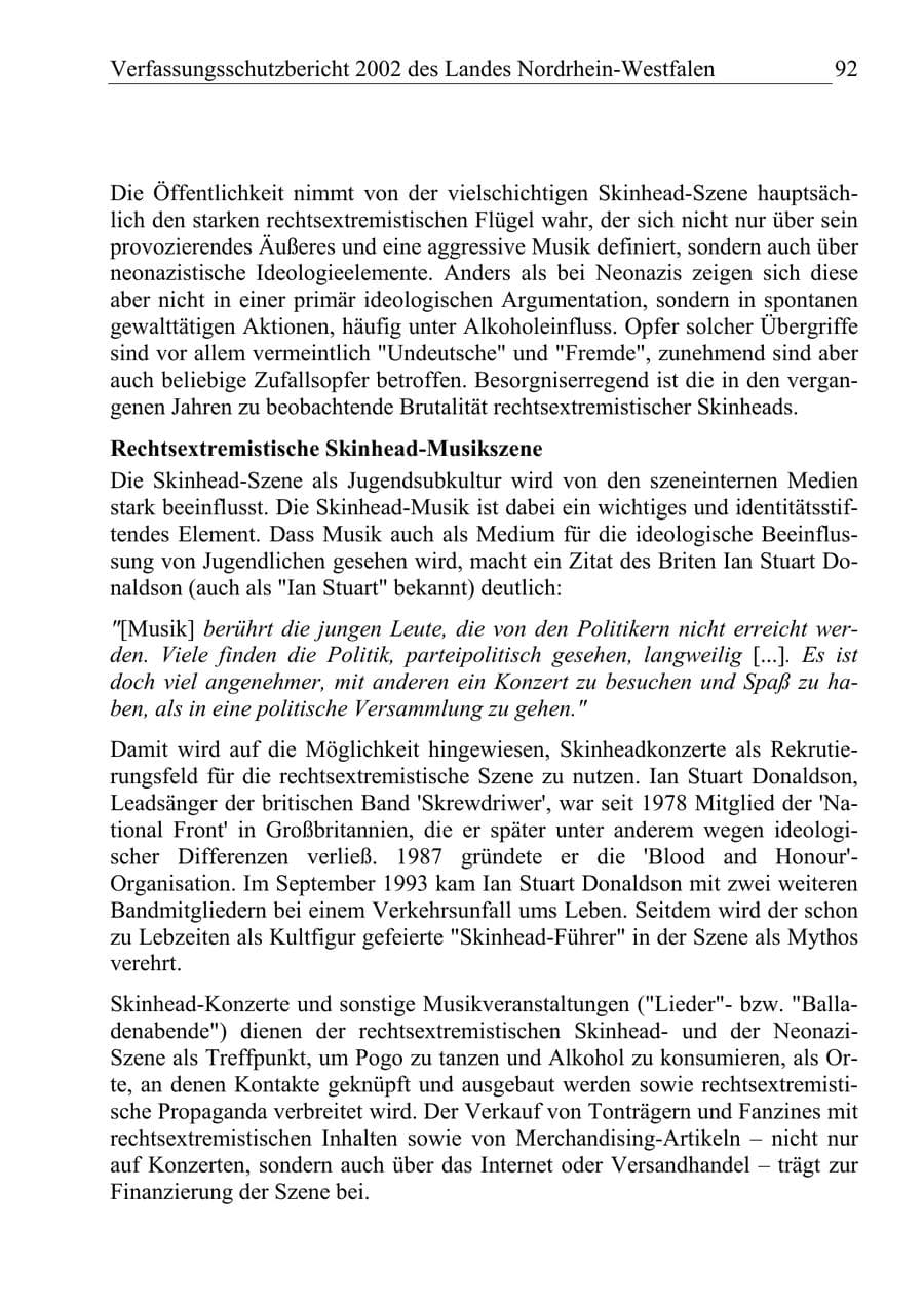 Seite 91 des Verfassungsschutzbericht 2002 Nordrhein-Westfalen