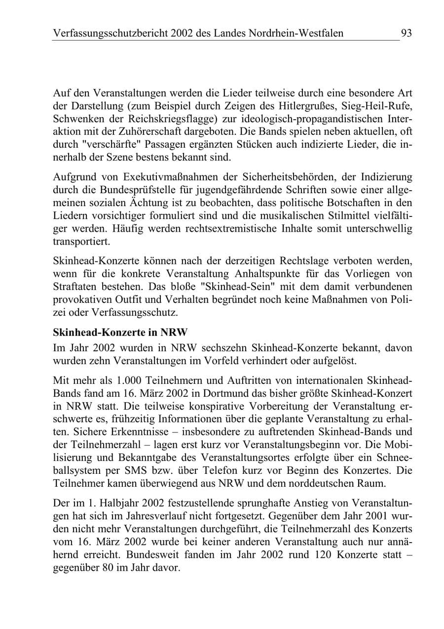 Seite 92 des Verfassungsschutzbericht 2002 Nordrhein-Westfalen