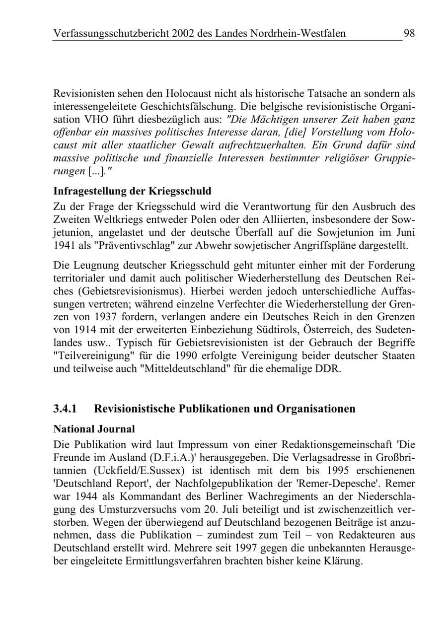 Seite 97 des Verfassungsschutzbericht 2002 Nordrhein-Westfalen
