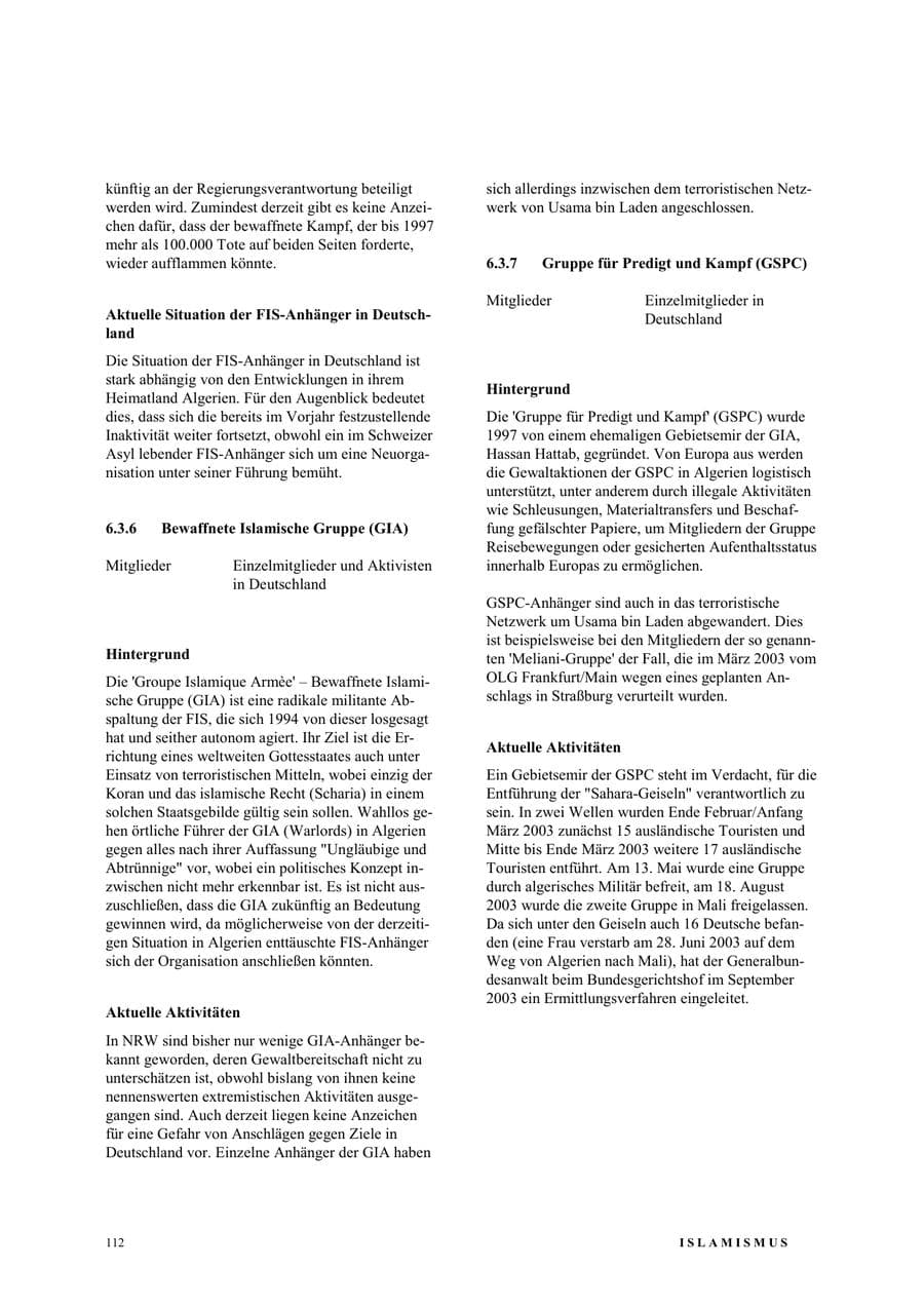 Seite 118 des Verfassungsschutzbericht 2003 Nordrhein-Westfalen