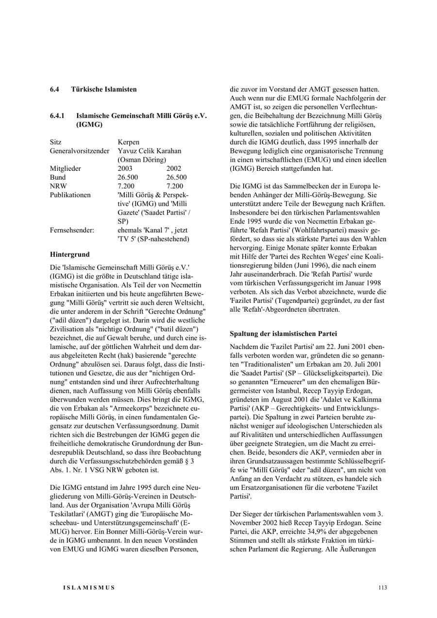 Seite 119 des Verfassungsschutzbericht 2003 Nordrhein-Westfalen