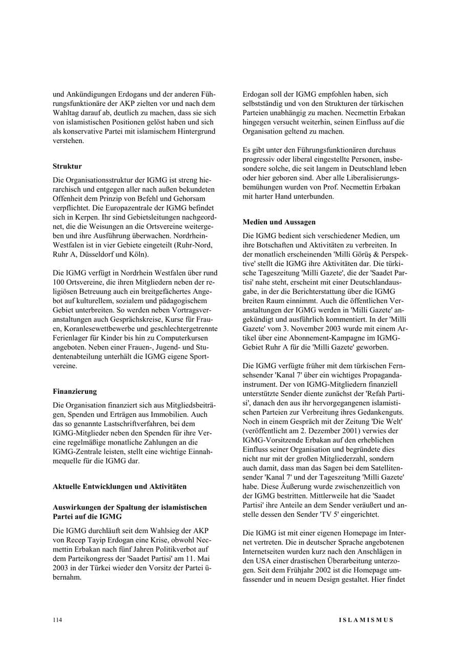 Seite 120 des Verfassungsschutzbericht 2003 Nordrhein-Westfalen