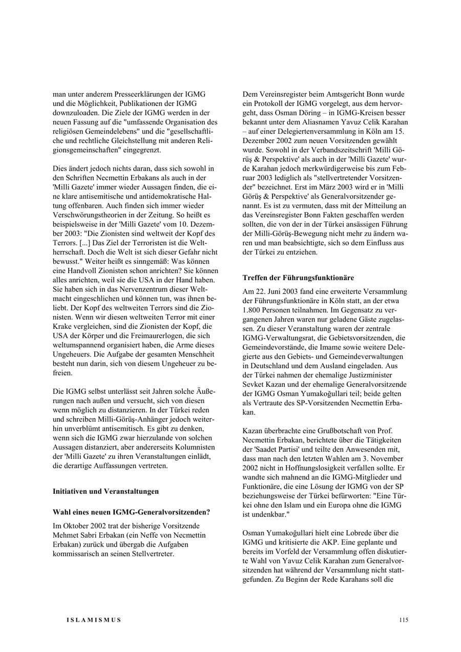 Seite 121 des Verfassungsschutzbericht 2003 Nordrhein-Westfalen
