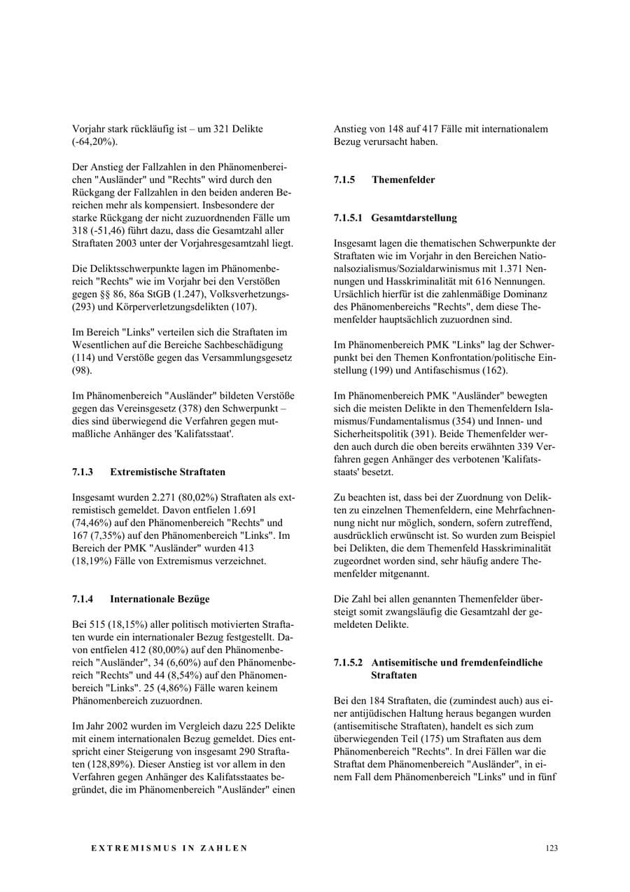Seite 129 des Verfassungsschutzbericht 2003 Nordrhein-Westfalen