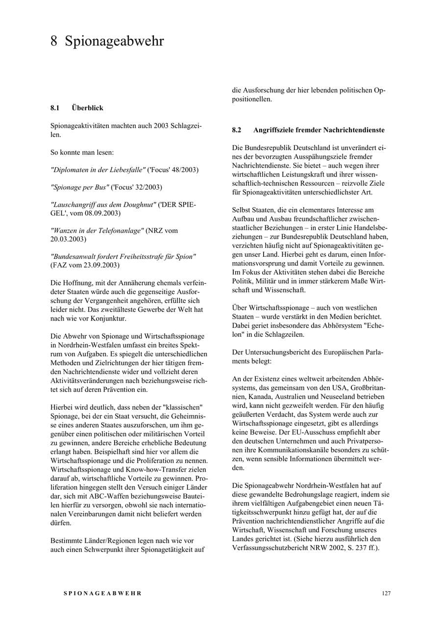 Seite 133 des Verfassungsschutzbericht 2003 Nordrhein-Westfalen
