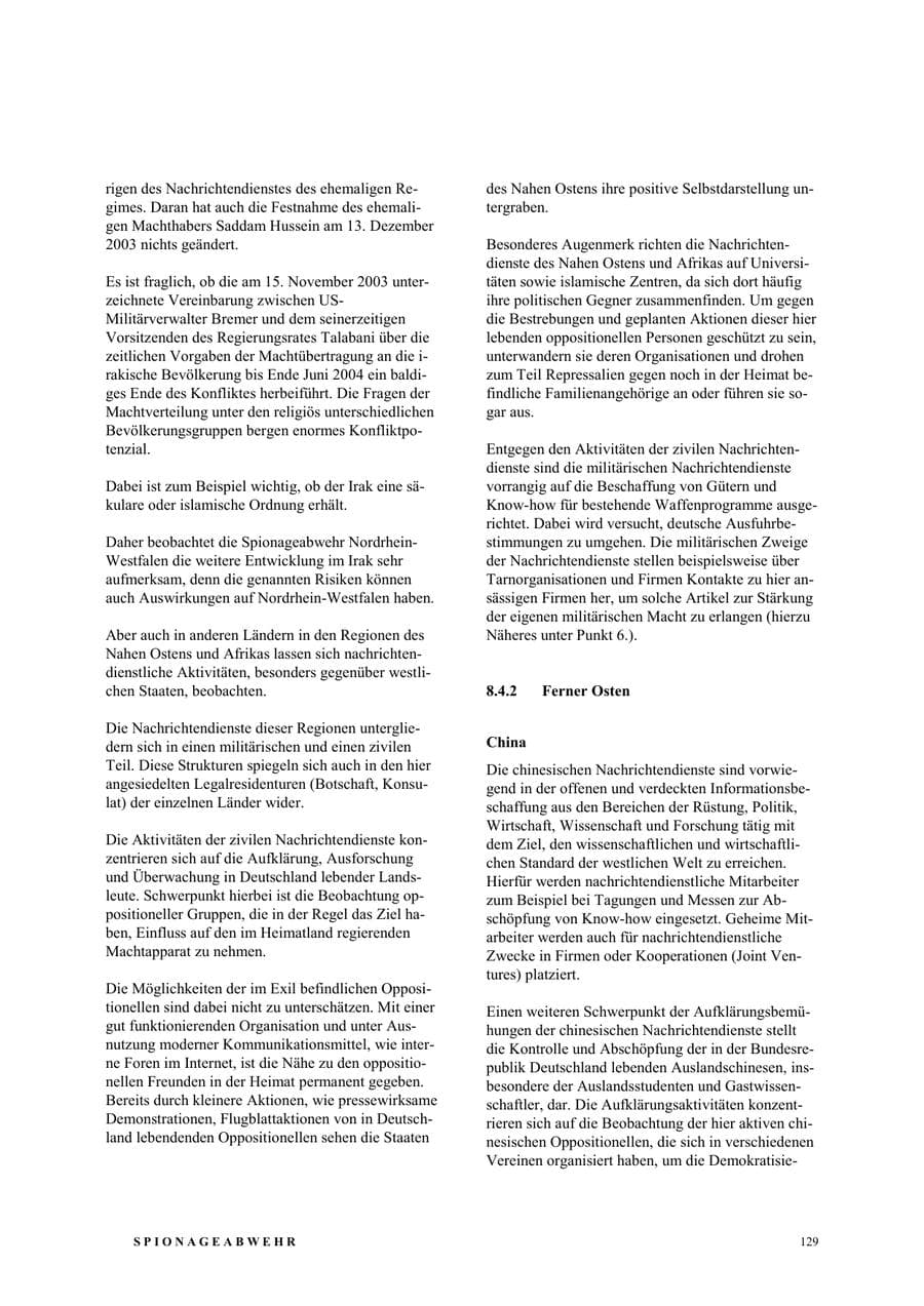 Seite 135 des Verfassungsschutzbericht 2003 Nordrhein-Westfalen