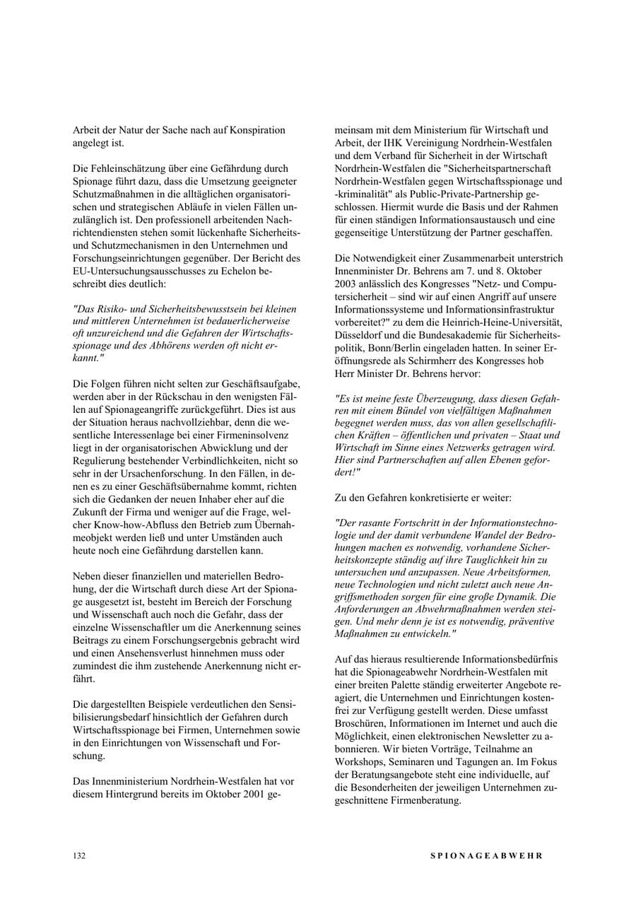 Seite 138 des Verfassungsschutzbericht 2003 Nordrhein-Westfalen