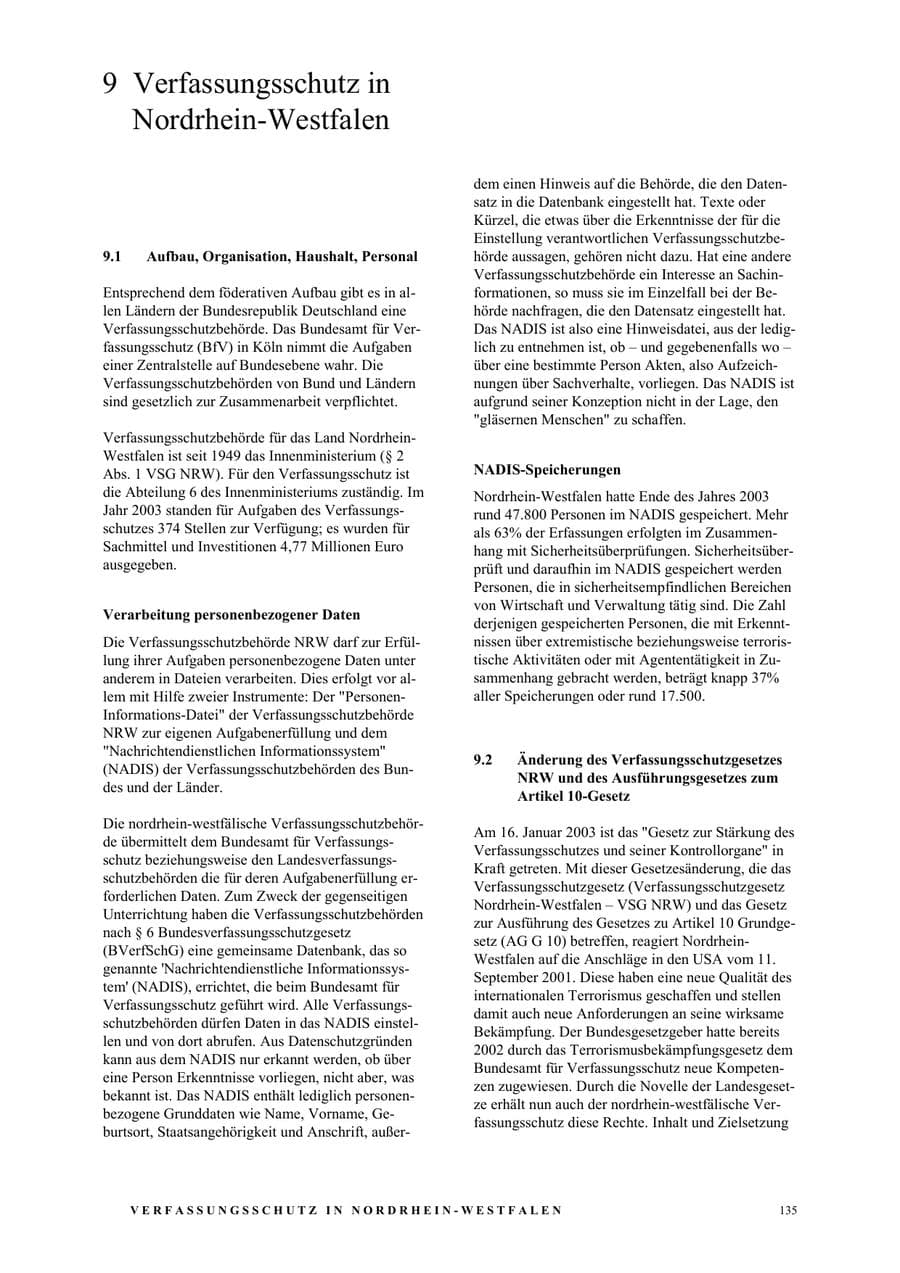Seite 141 des Verfassungsschutzbericht 2003 Nordrhein-Westfalen