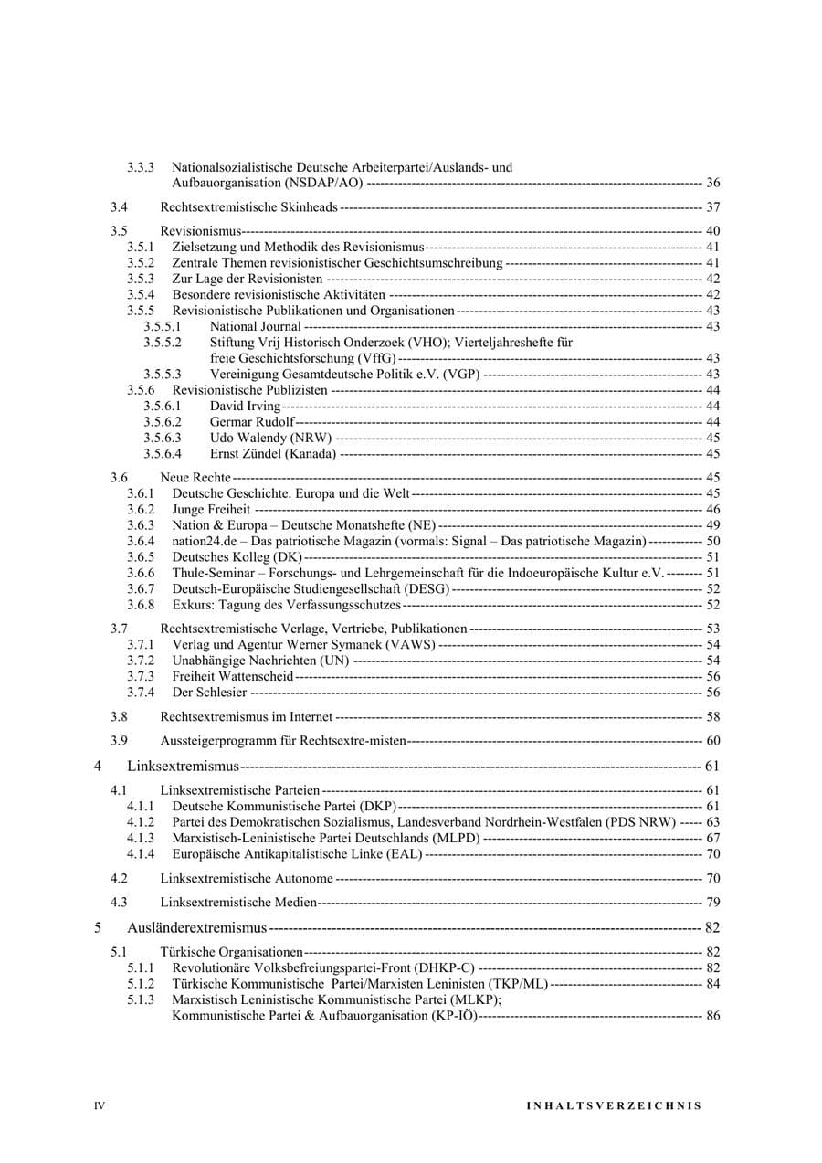 Seite 4 des Verfassungsschutzbericht 2003 Nordrhein-Westfalen