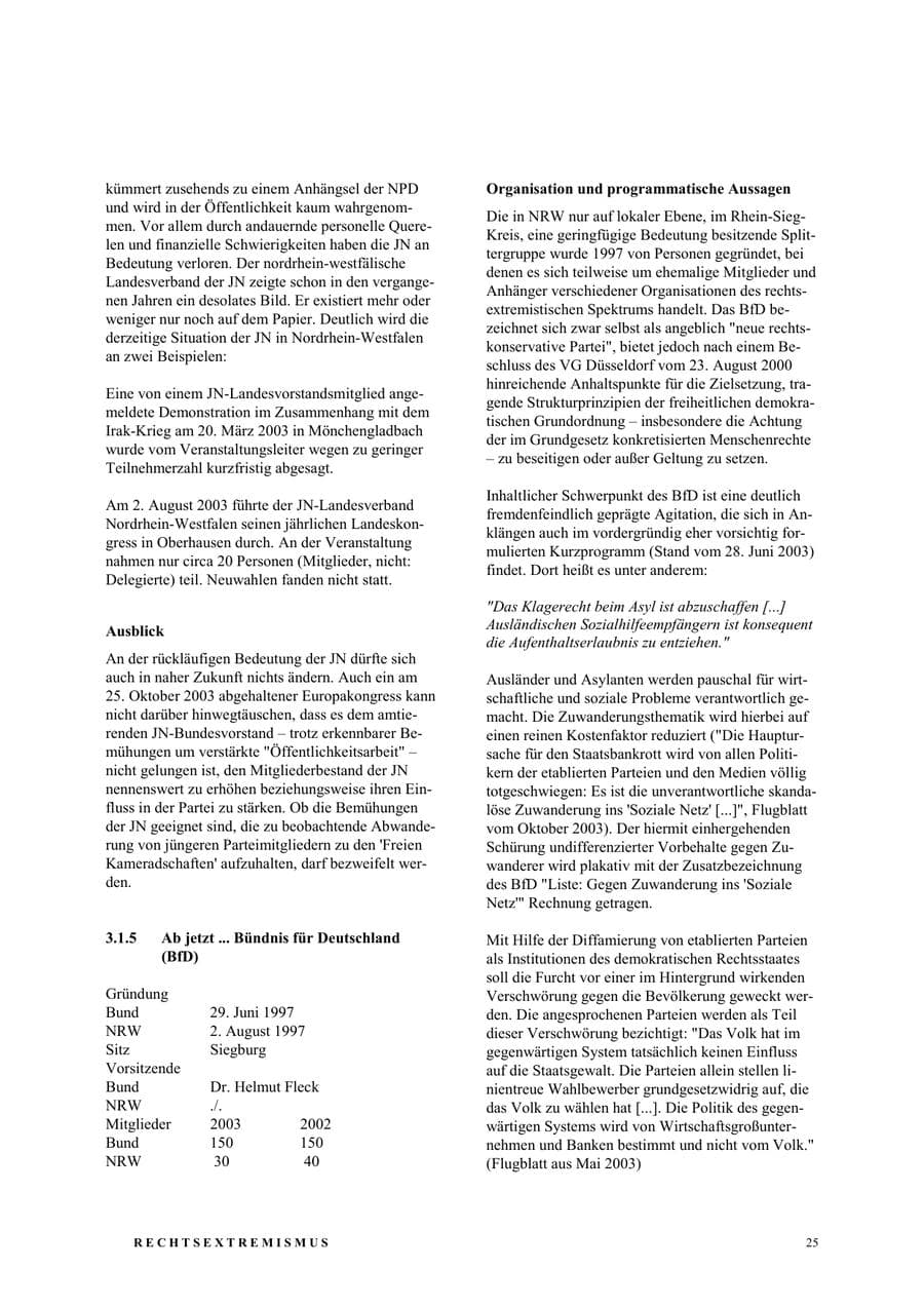 Seite 31 des Verfassungsschutzbericht 2003 Nordrhein-Westfalen