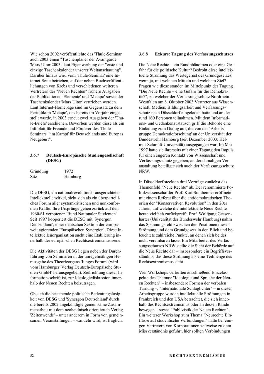 Seite 58 des Verfassungsschutzbericht 2003 Nordrhein-Westfalen