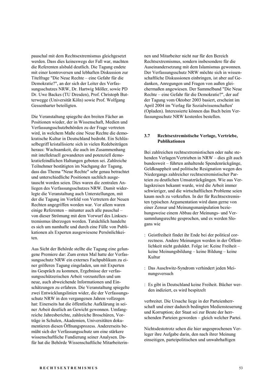 Seite 59 des Verfassungsschutzbericht 2003 Nordrhein-Westfalen